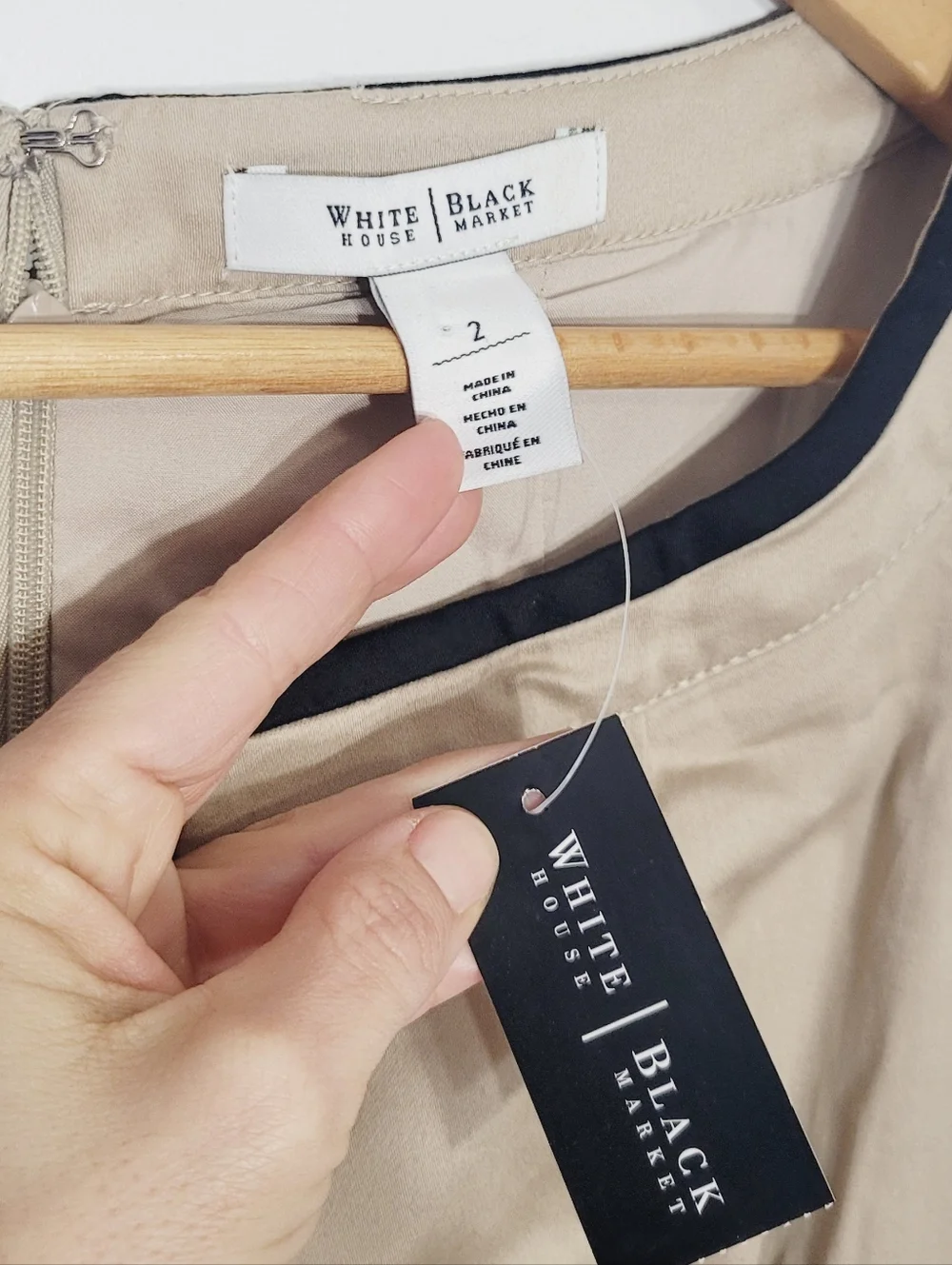 White House Black Market NEW Tan Cotton Sleeveless Lined Business Casual Size 2 - Picture 7 of 12